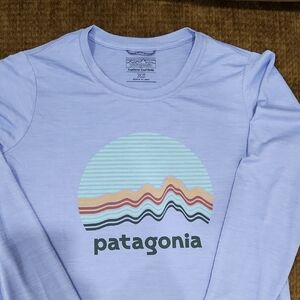 Blue and Purple Crew Neck Long Sleeve T-Shirt